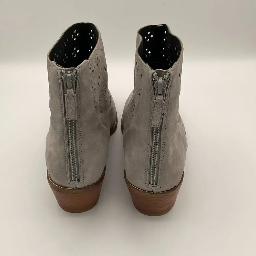 Cole Haan Jayne Lasercut Perforated Gray‎ Suede Bootie Size 10B Grand OS